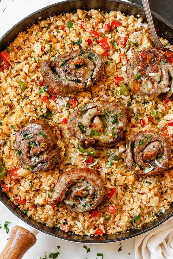 Mexican Cauliflower Rice with Cheesy Steak Roll-Ups Recipe - Best