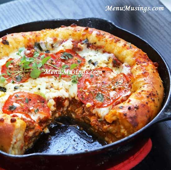 Deep Dish Pizza Cooked in Cast Iron Skillet Recipe - Best Crafts and Recipes
