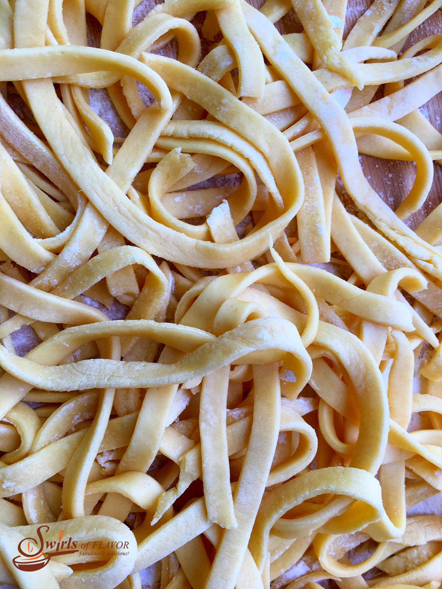 Homemade pasta up close