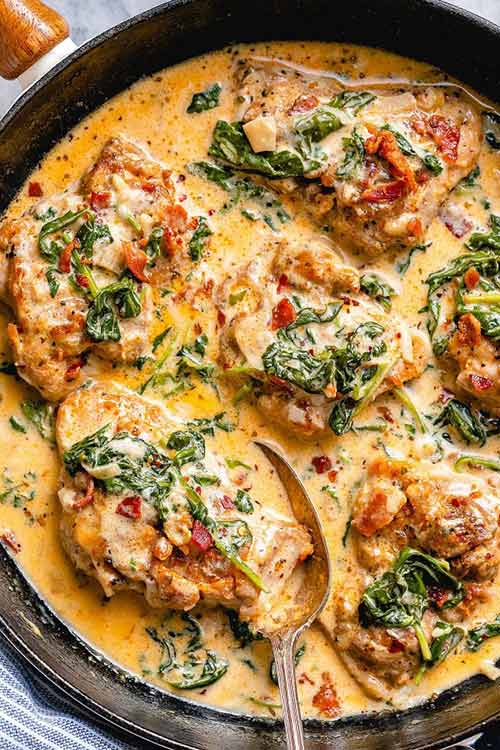 Garlic Butter Chicken with Spinach and Bacon Recipe - Best Crafts and ...