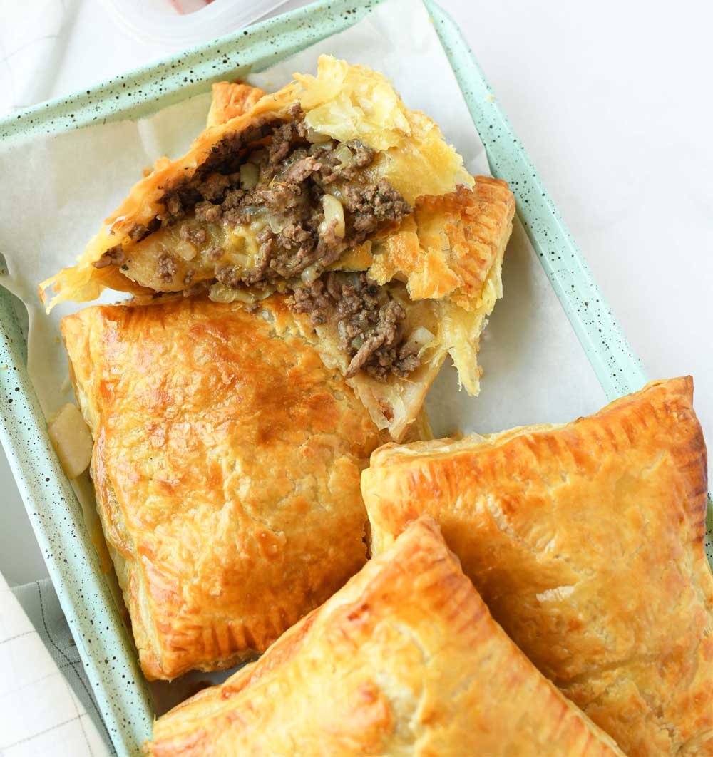 Easy Cheesy Beef, Onion, & Potato Puff Pastry Pockets - Best Crafts and ...