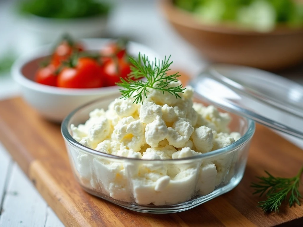 Cottage cheese salad prepared for chilling and meal prep