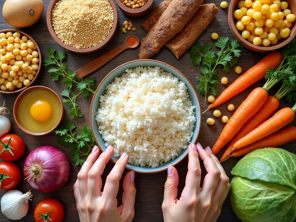Affordable pantry staples and vegetables for budget meals