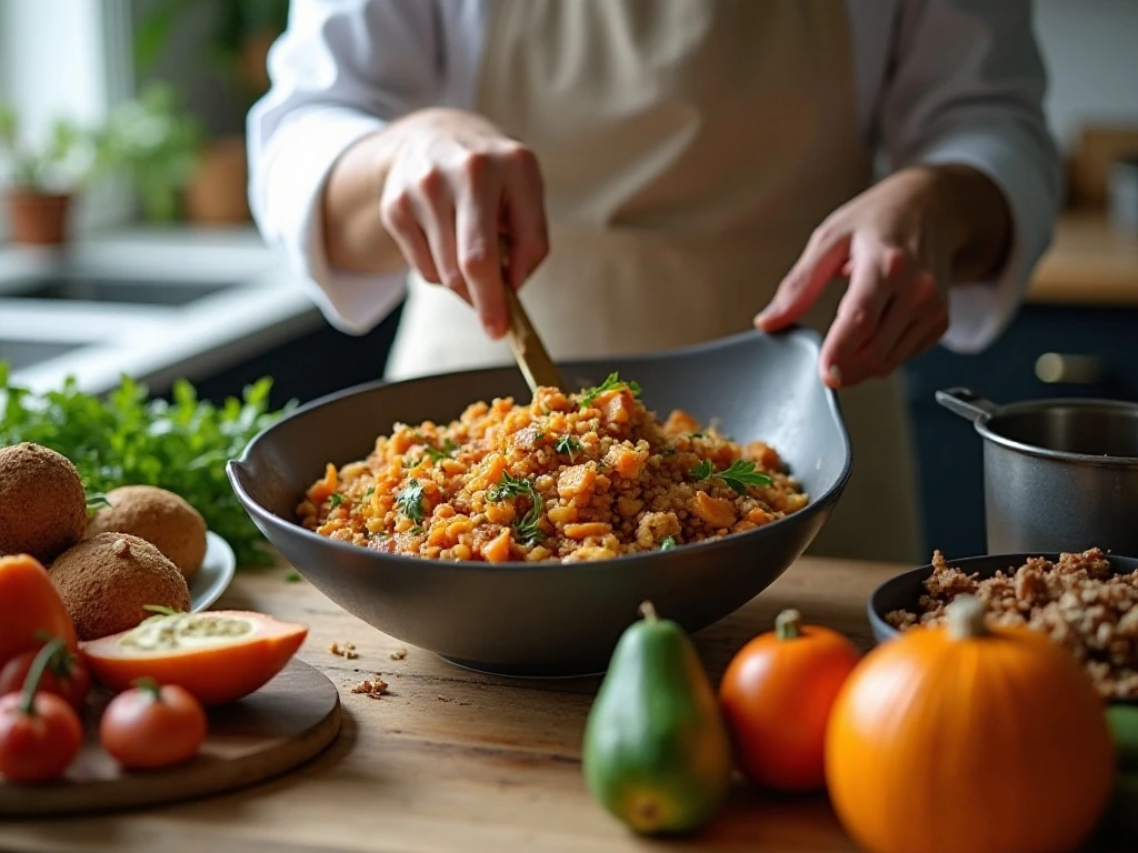 Preparing ingredients for a Thanksgiving side dish