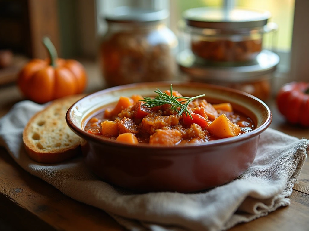 Serving and storing a fall slow cooker meal