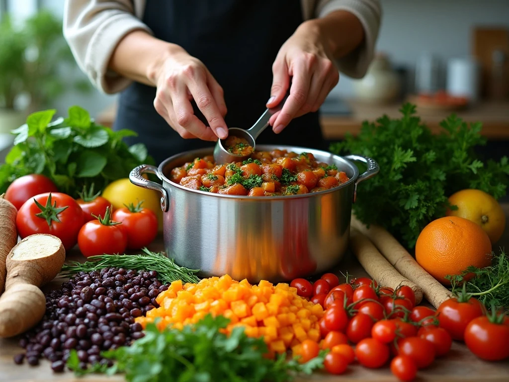 Seasonal ingredients for year-round no-processed-food slow cooking