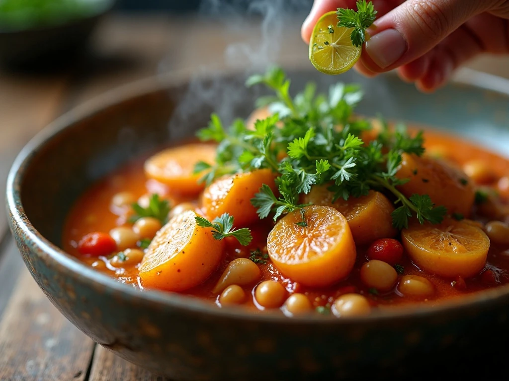Fresh herb garnish on a whole-food slow-cooker meal