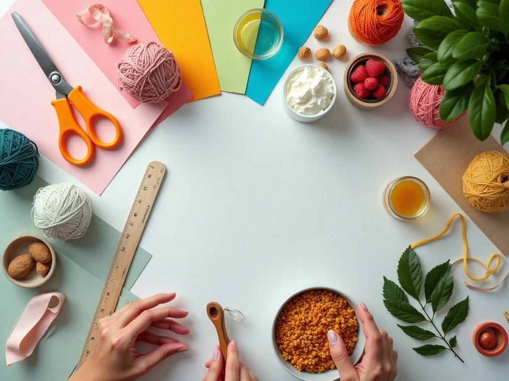 Craft supplies for making colorful DIY projects