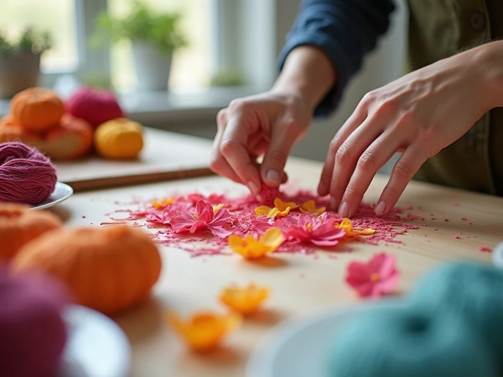 Hands arranging materials for an easy handmade craft