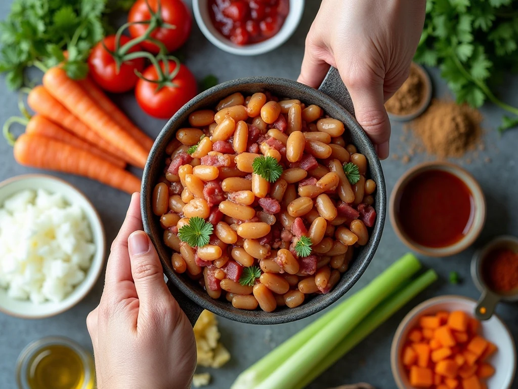 Ingredients for 15-bean soup with ham