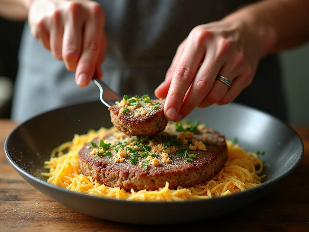 Gently mixing the meatloaf ingredients in a large bowl