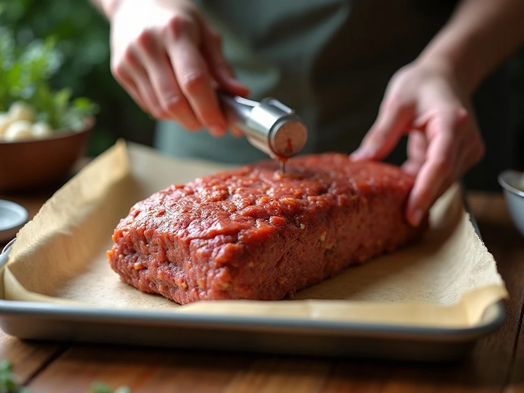 Shaping a tender meatloaf on a parchment-lined sheet pan