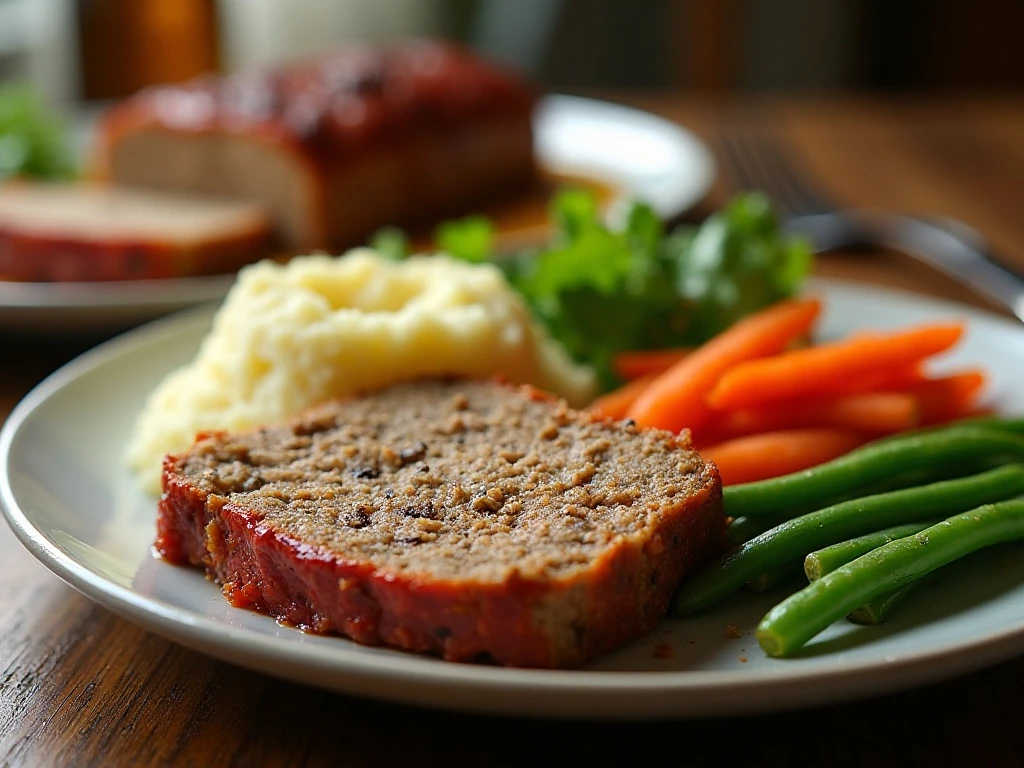 1770 House meatloaf served with classic vegetable side dishes