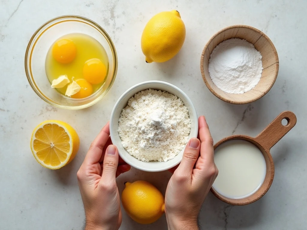 Measured ingredients for the famous lemon pound cake