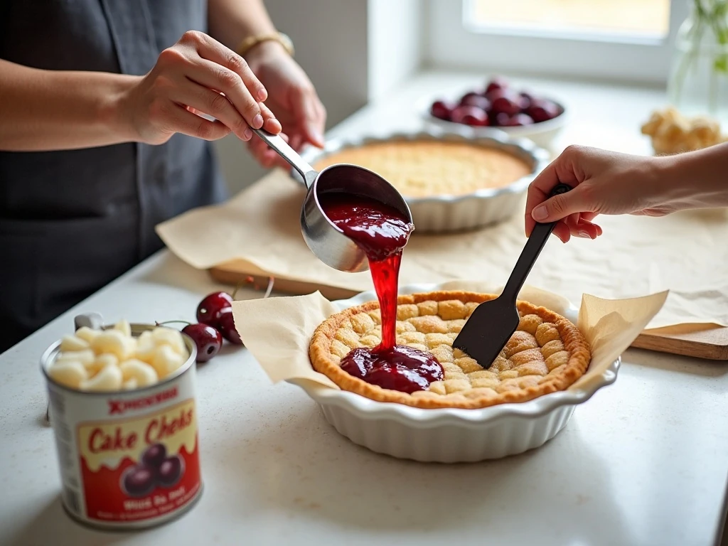 Cake mix and cherry pie filling for easy cherry bars