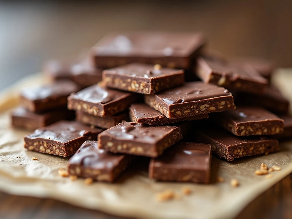 Chocolate cocoa crunch bark scored into clean serving pieces