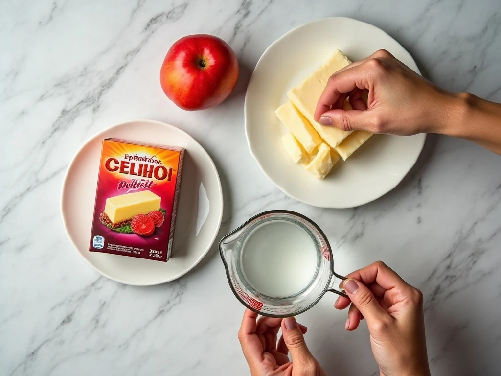 Gelatin, softened cream cheese, and boiling water for cream cheese Jello salad