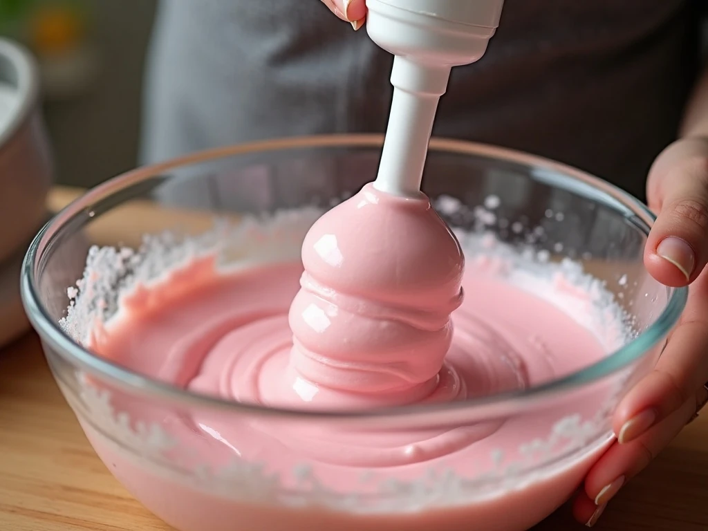 Blending warm gelatin and cream cheese until smooth