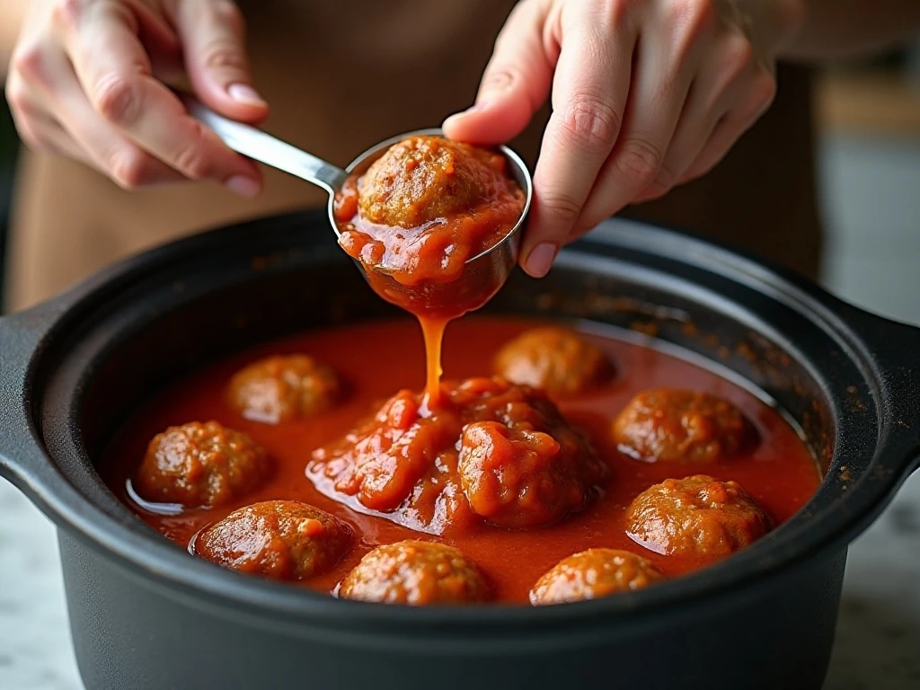 Combining grape jelly and chili sauce in a slow cooker