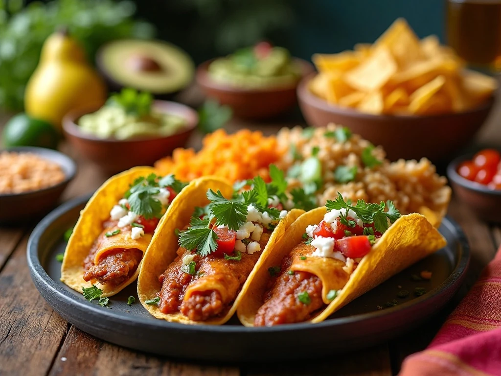 Colorful Cinco de Mayo table filled with Mexican-inspired dishes