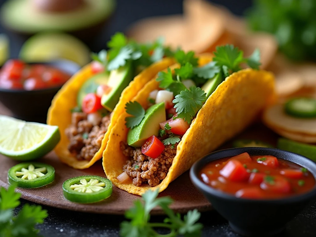 Fresh toppings and garnishes for a Mexican-inspired party table