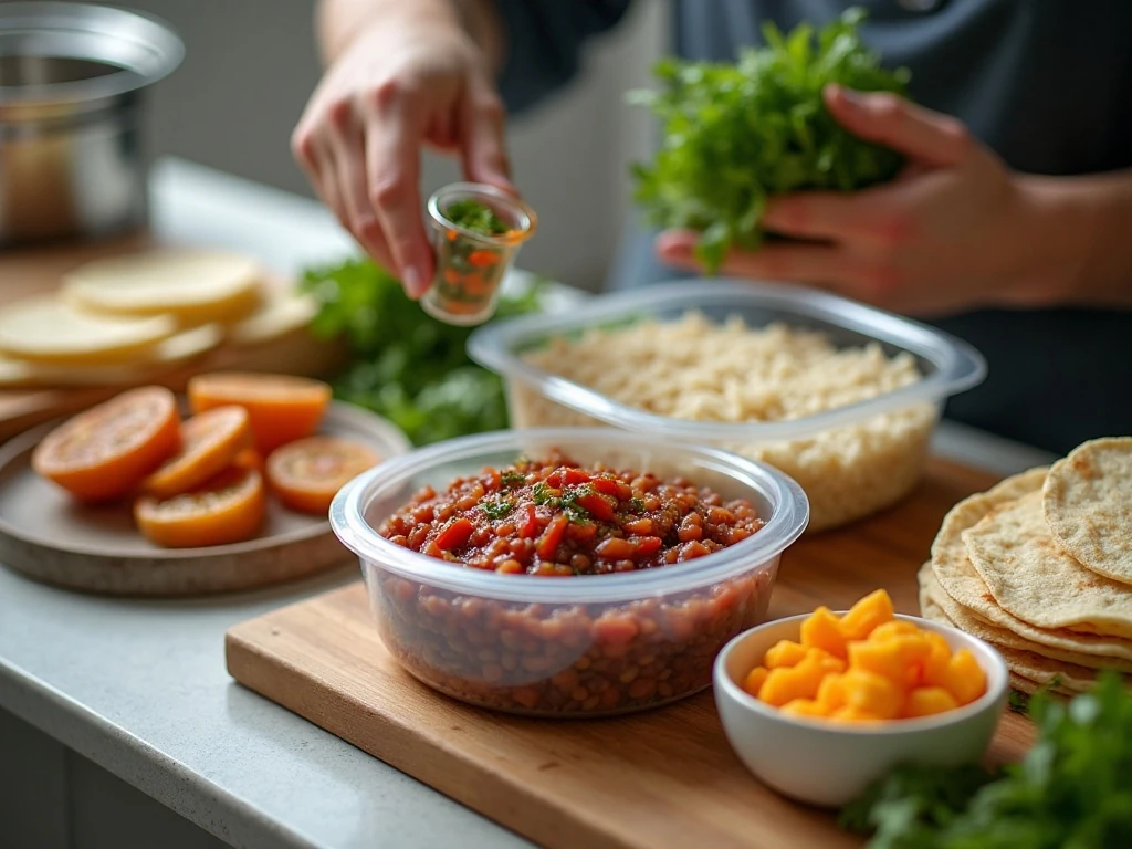 Organized make-ahead components for a Cinco de Mayo meal