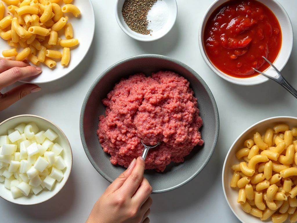 Ingredients for quick skillet Go-Go Goulash