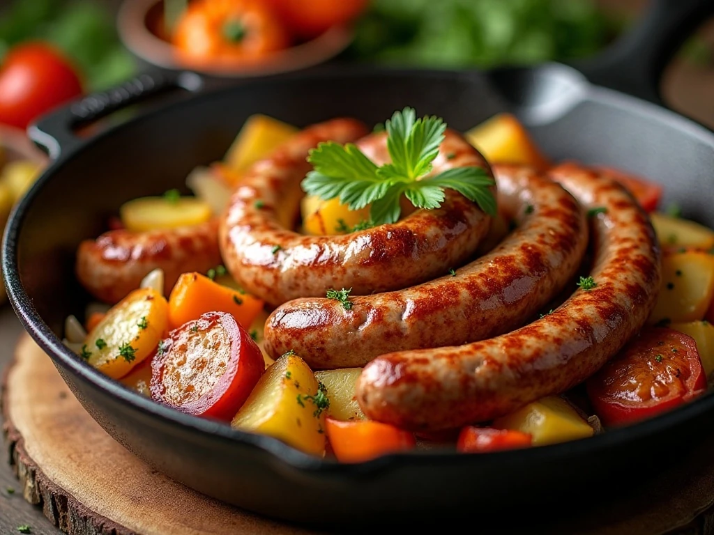 Smoked sausage and potato skillet served as a hearty one-pan dinner
