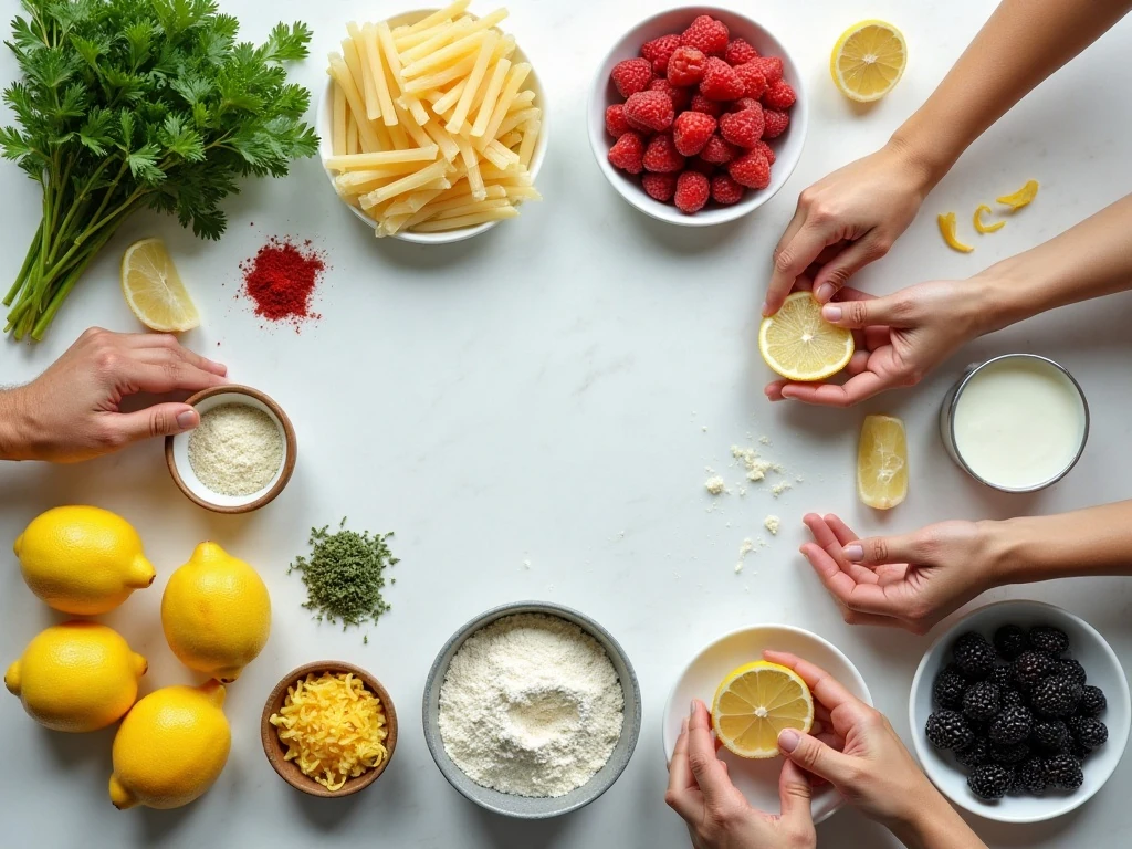 Fresh ingredients for a collection of easy lemon recipes