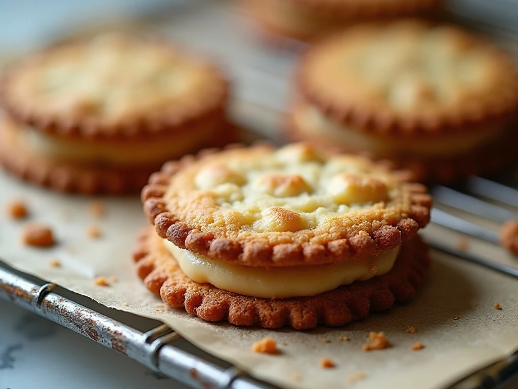 Close-up detail of freshly baked cookies cooling