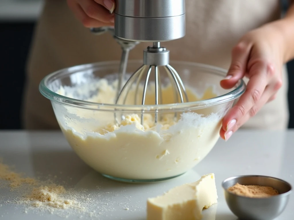 Cream cheese and butter being whipped for keto fat bombs