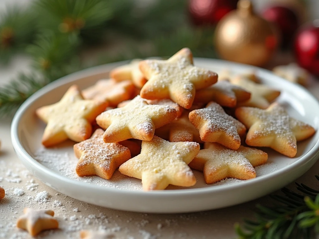 Assortment of simple three-ingredient holiday cookies on a festive plate