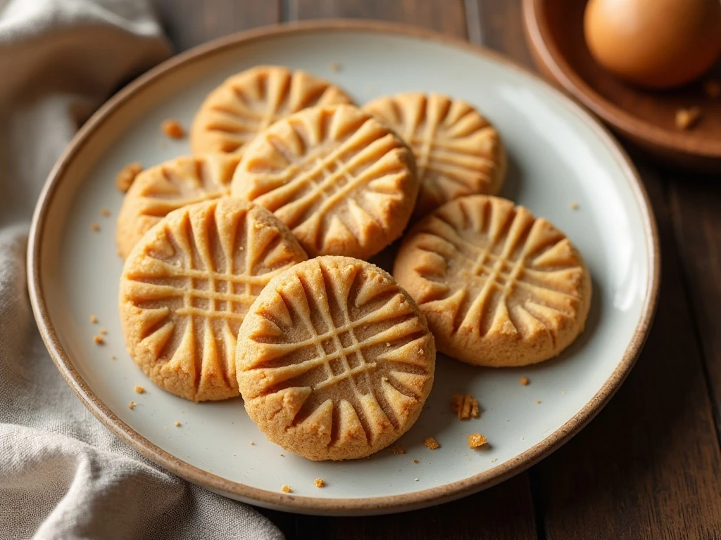 A plate of homemade three-ingredient peanut butter cookies