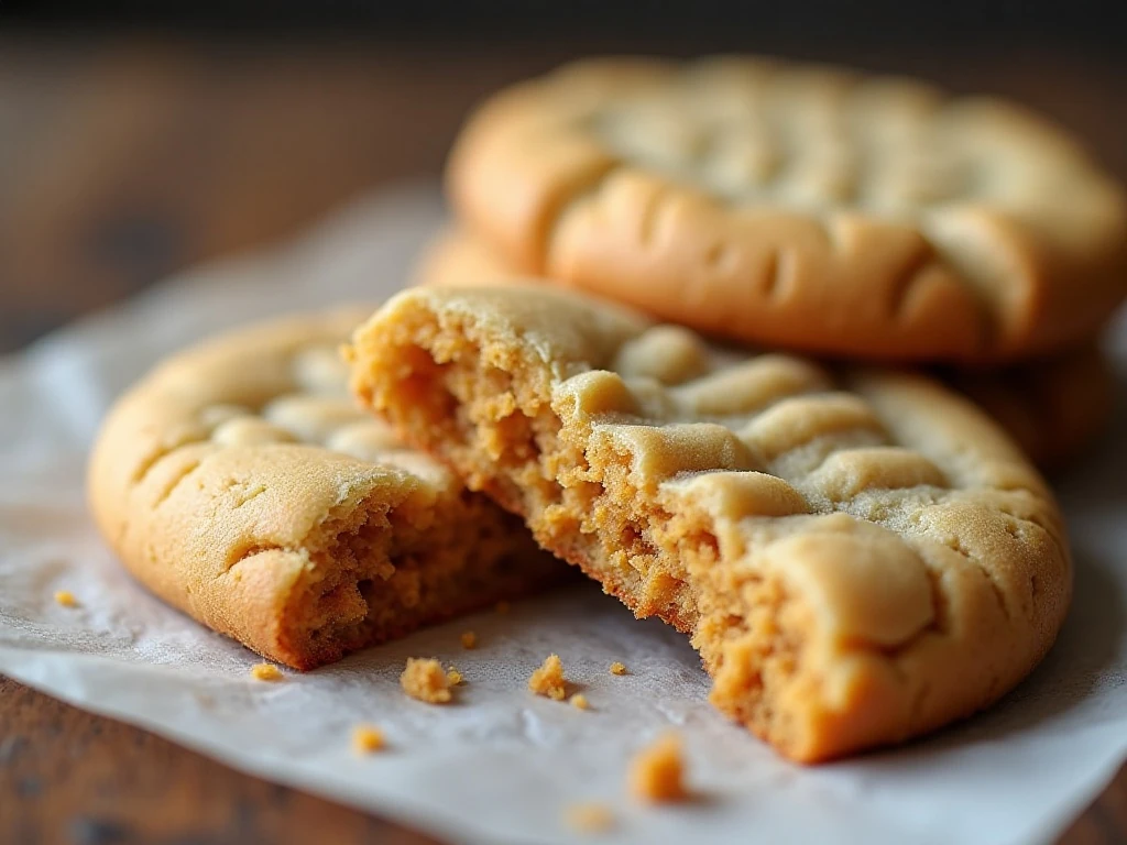 Soft-centered peanut butter cookie with crisp edges