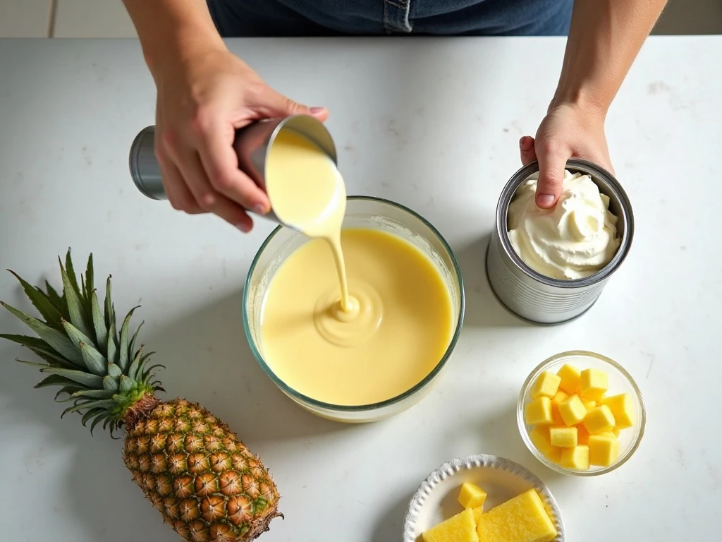 Three ingredients for quick pistachio pineapple dessert