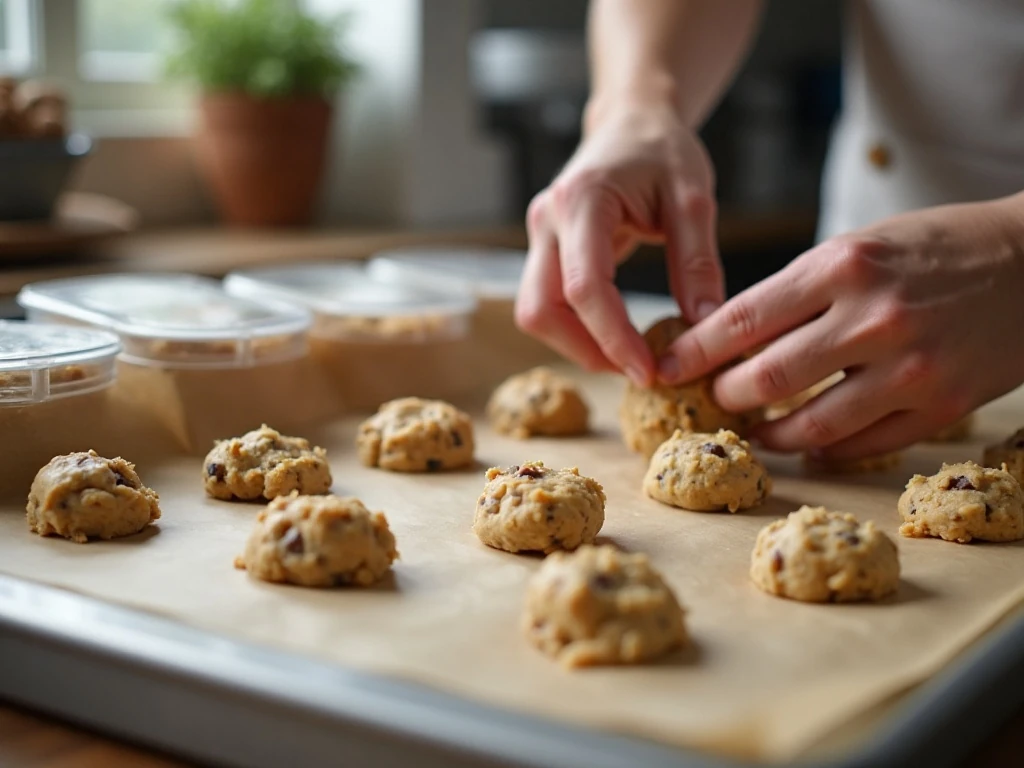 Portioning cookie dough for freezer storage