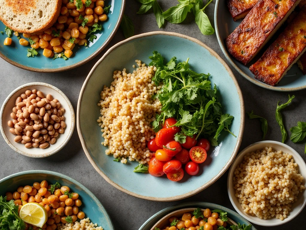 A colorful spread of healthy easy weeknight dinners