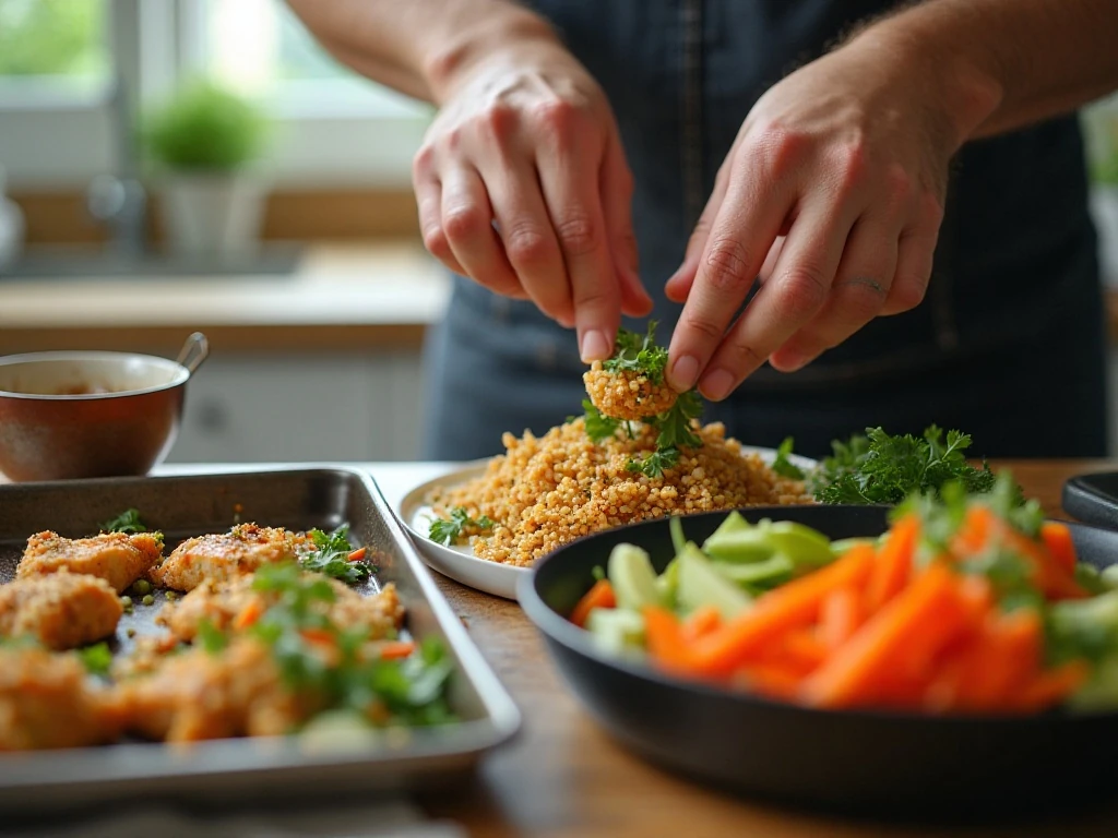 Preparing ingredients for a healthy weeknight dinner