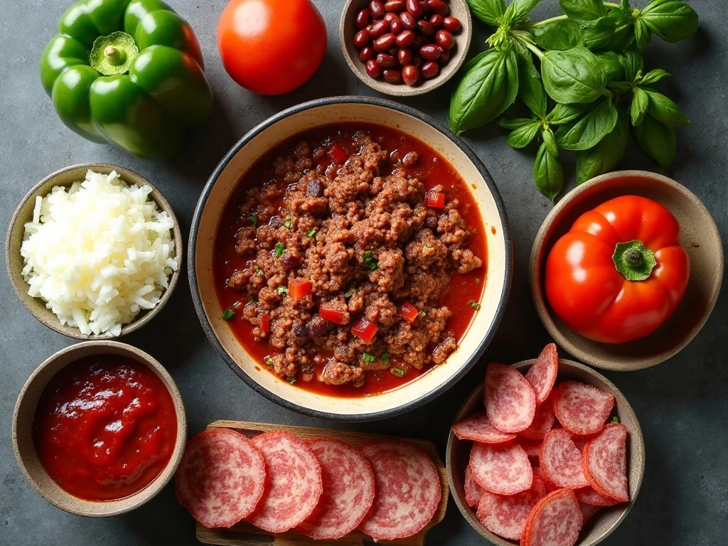 Ingredients for easy 30-minute pizza chili