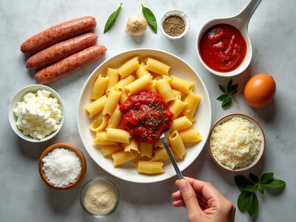 Ingredients for 30-minute sausage stuffed shells