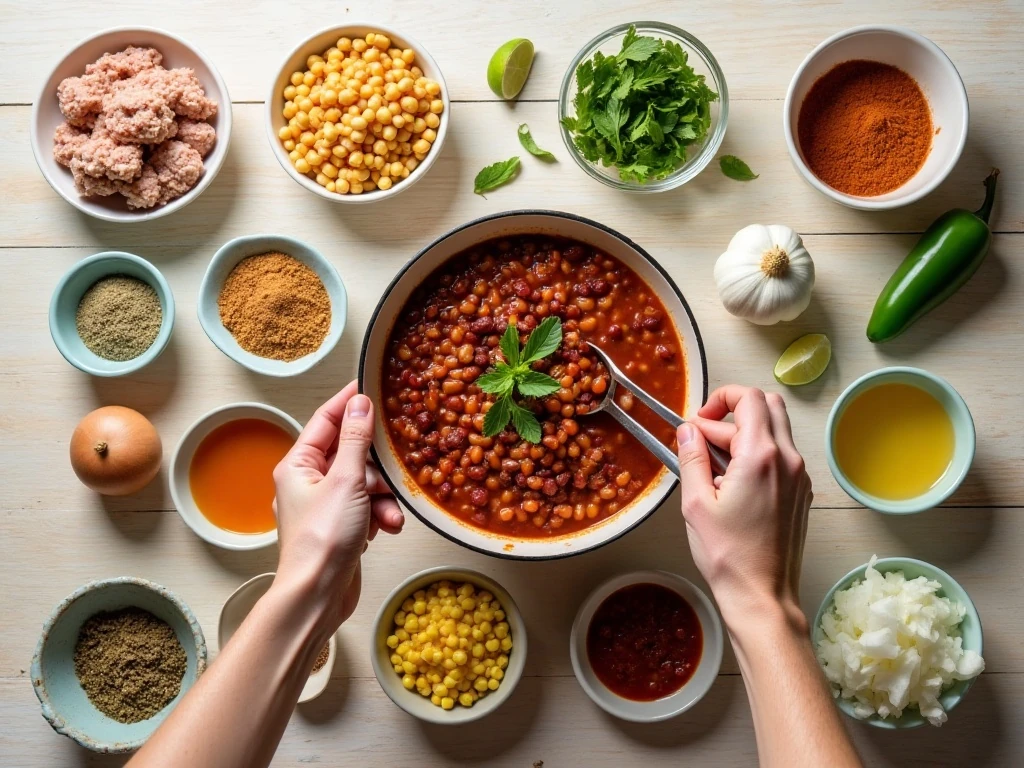 Ingredients for easy white bean turkey chili