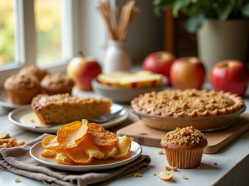 Assortment of homemade apple desserts and snacks