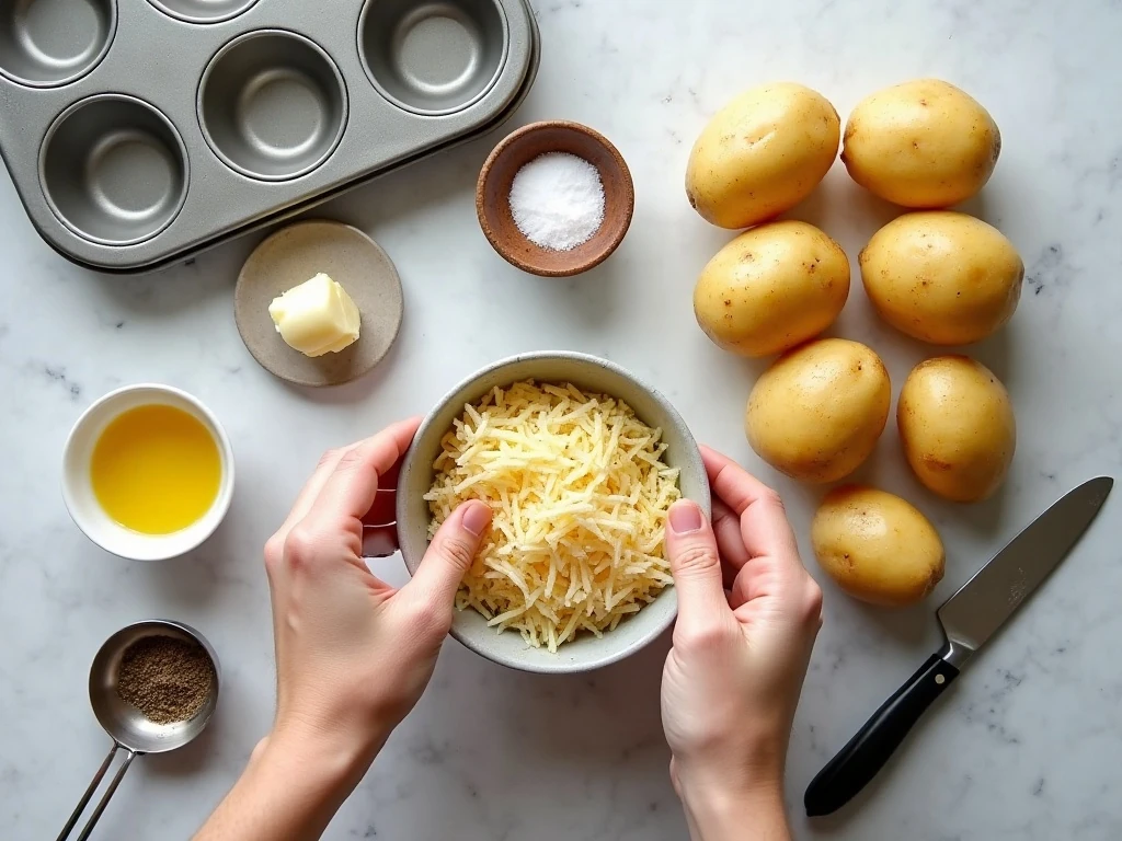 Ingredients for four-ingredient muffin pan potatoes
