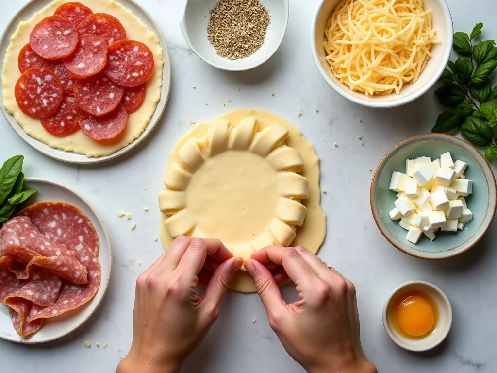 Ingredients for easy four-meat Italian pinwheels