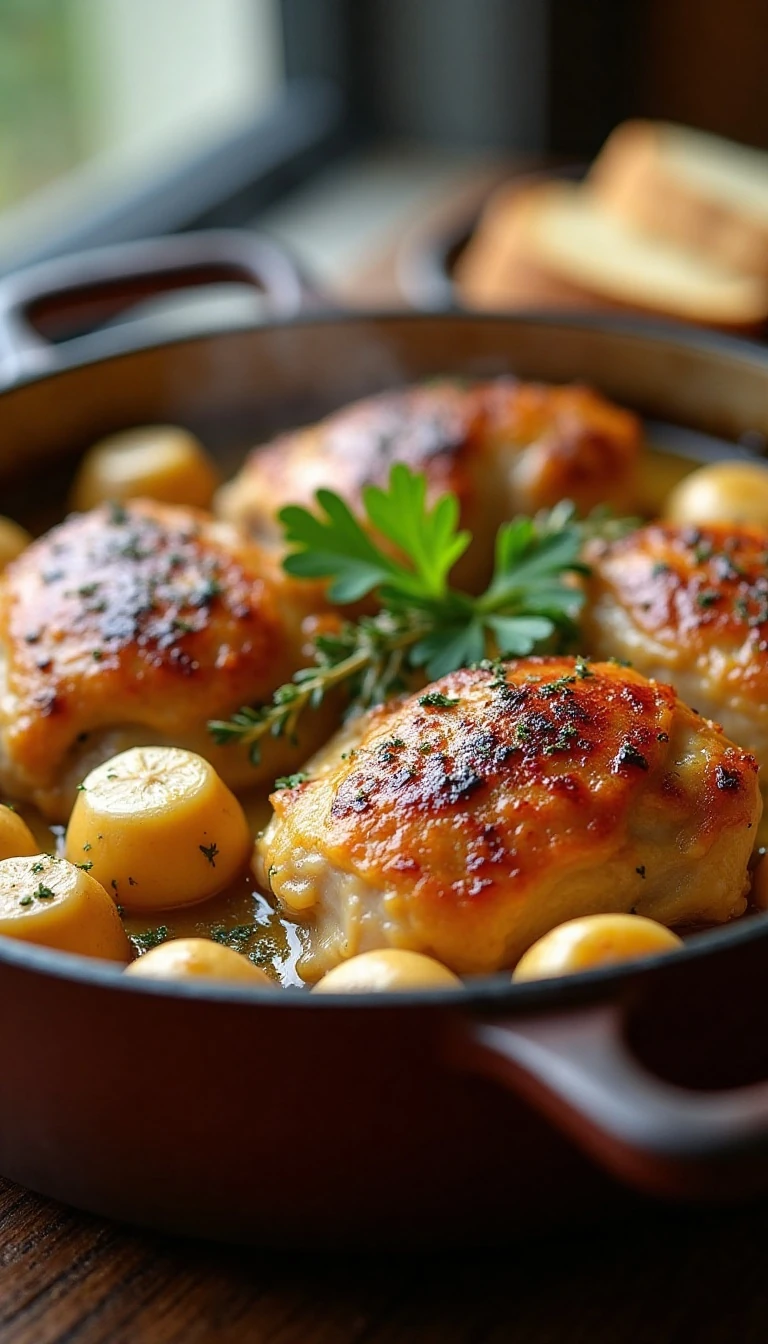 Easy 40-Cloves Garlic Chicken Recipe with Tender Chicken and Creamy Pan Sauce