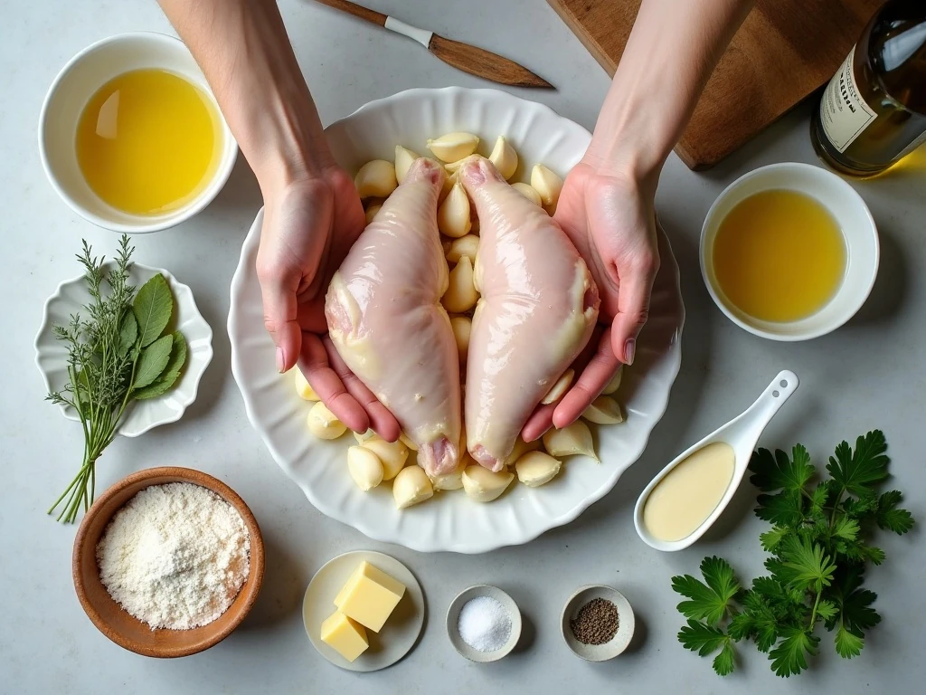 Ingredients for easy 40-cloves garlic chicken