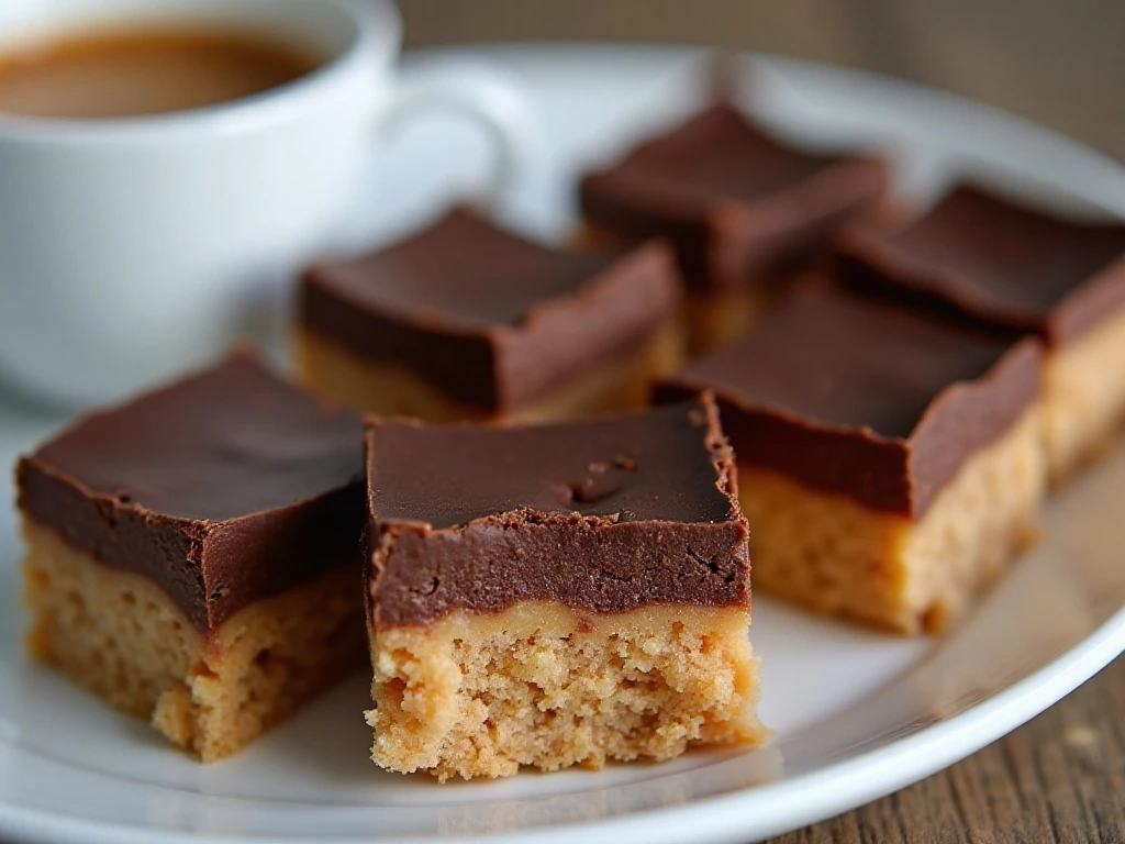 Chocolate peanut butter bars prepared for a dessert platter