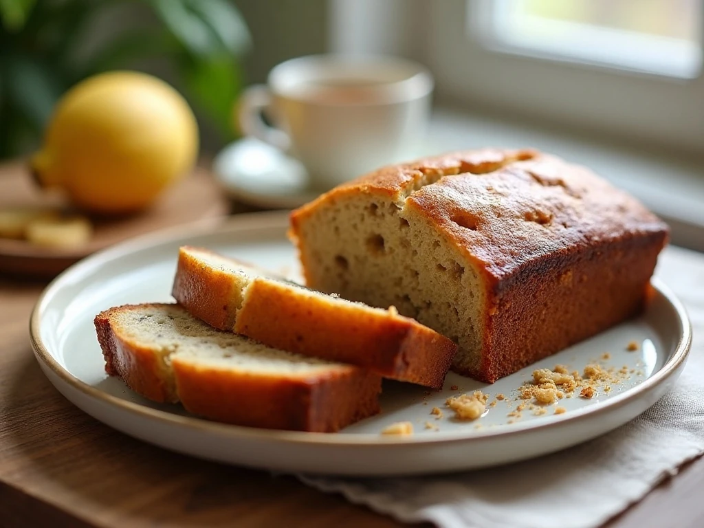 Sliced five-ingredient flourless banana bread on a serving plate