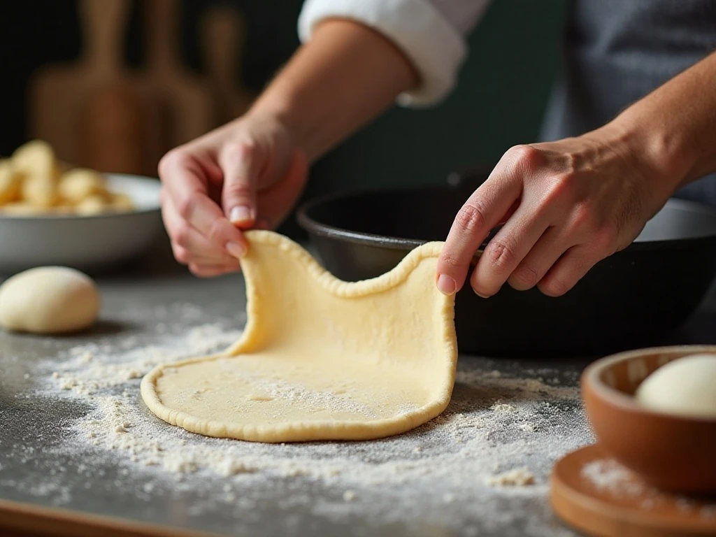 Rolling soft flatbread dough beside a hot cast-iron skillet