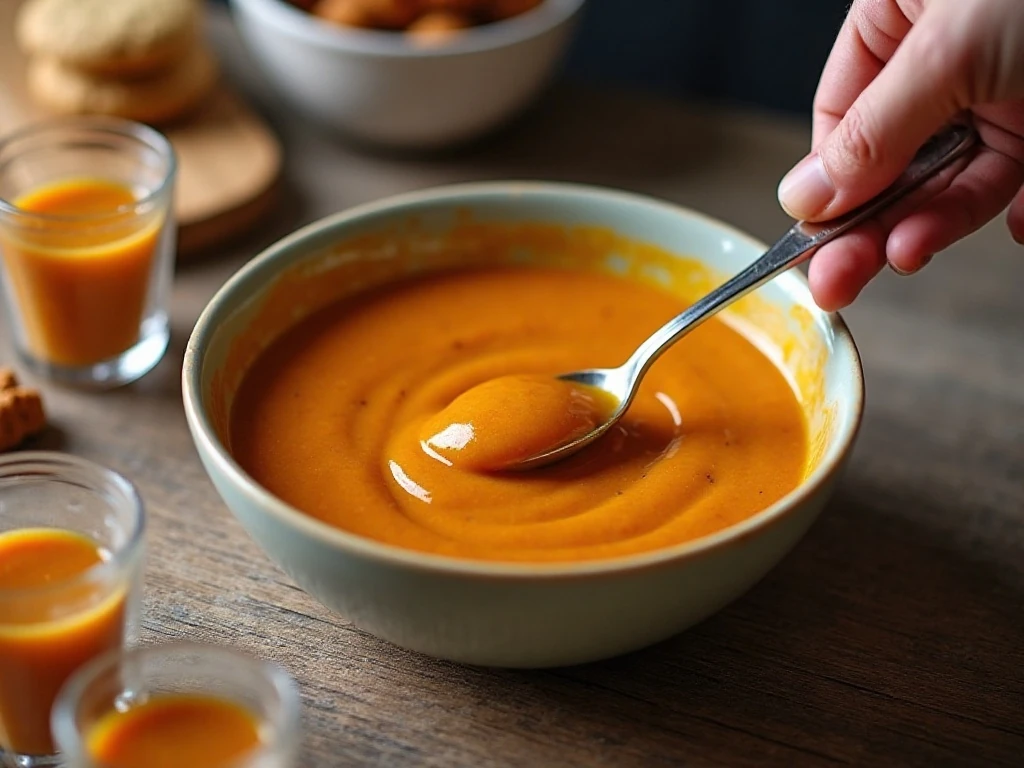 Stirring the maple pumpkin mixture for parfaits